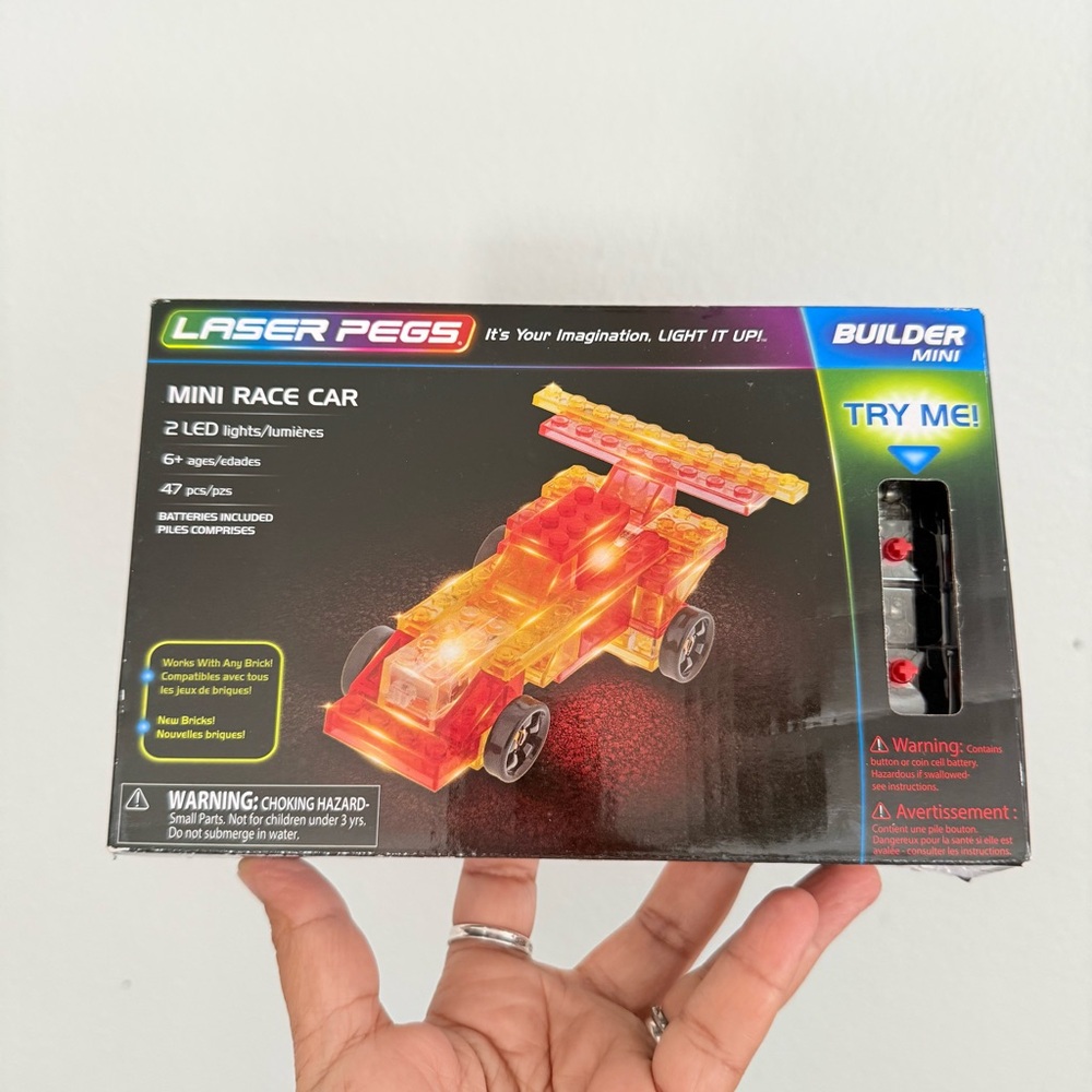 Laser Pegs Mini Race Car Mini Race Car - Red and Yellow LED Light Toy